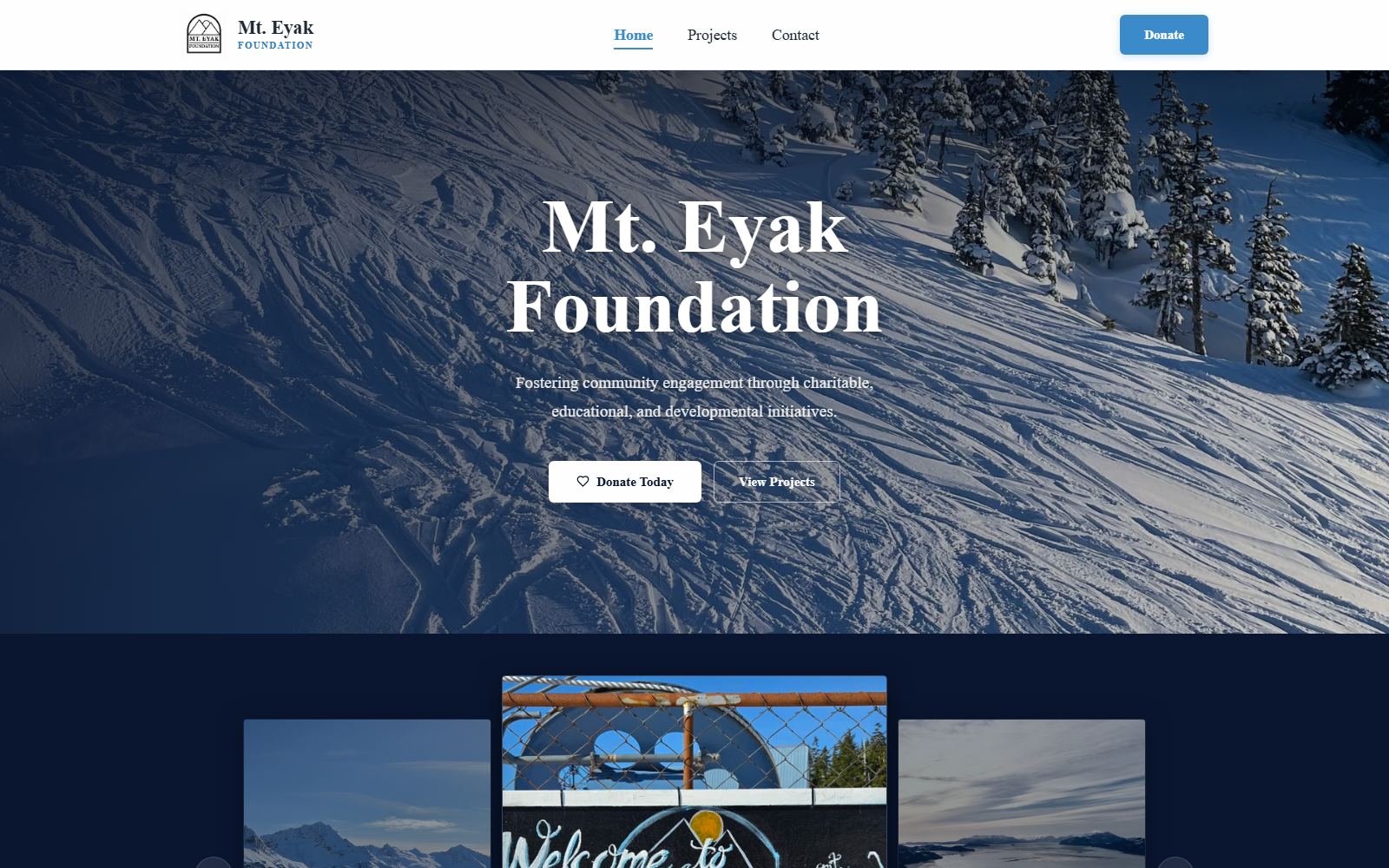 Full-page capture of the Mt. Eyak Foundation website