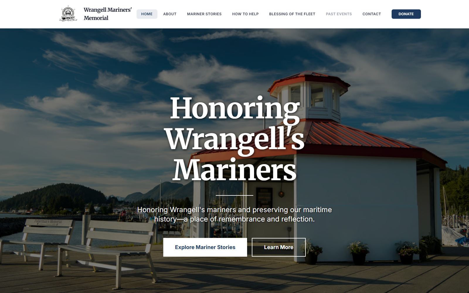 Full-page capture of the Wrangell Mariners Memorial website